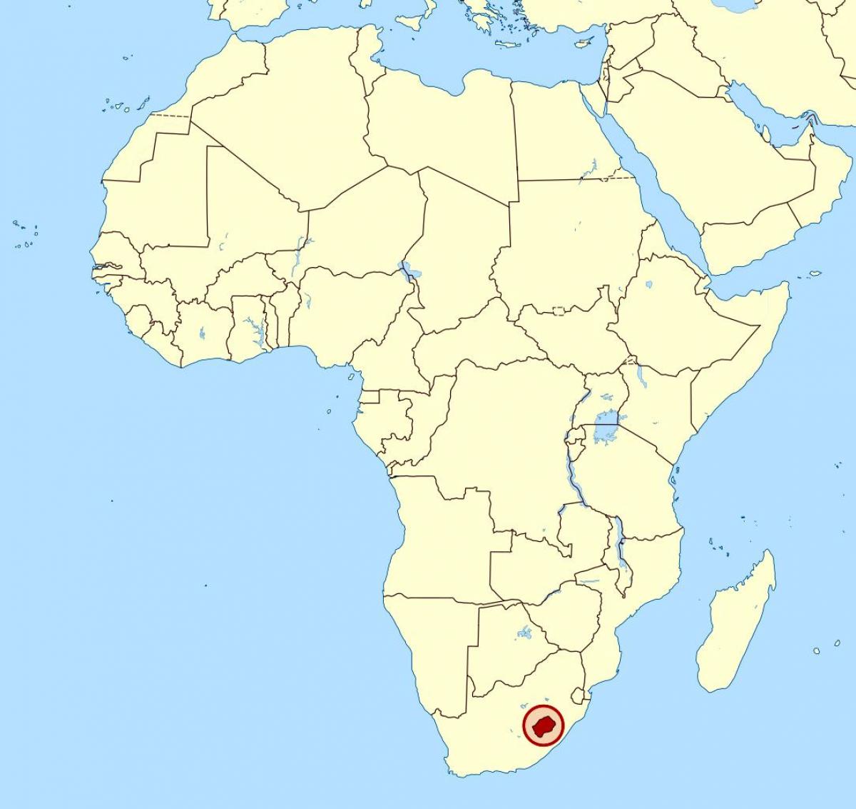 mappa del Lesotho in una mappa dell'africa