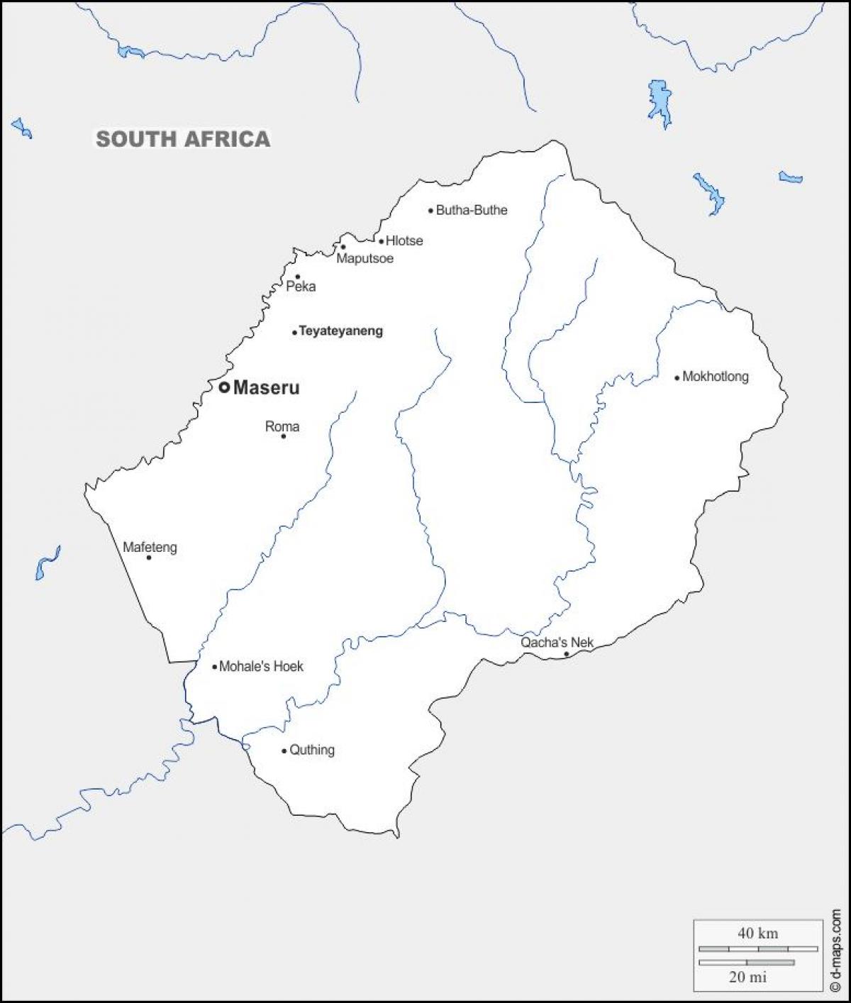mappa di maputsoe il Lesoto