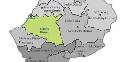 Mappa del Lesotho mostrando distretti