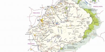 Mappa del Lesotho posti di frontiera