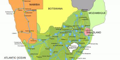 Mappa del Lesotho e sudafrica